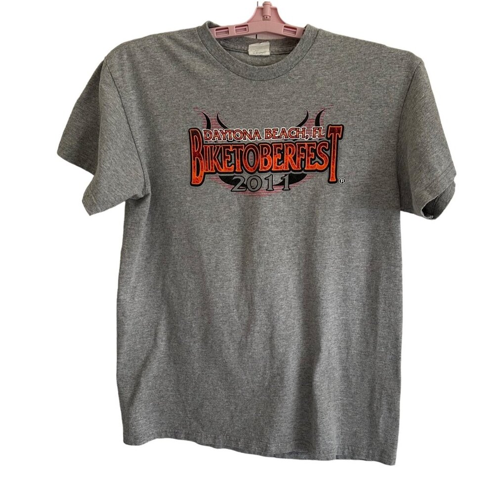 Annual Daytona Florida Biketoberfest 2011 Bikercore Motorcycle Gray T-Shirt SZ L